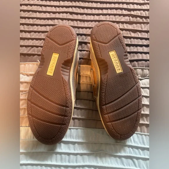 Sperry Tan Boat Shoes with Moccasin Stitching and Three-Eyelet Lacing - Picture 2 of 6